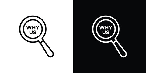 Why us icon in thin stroke and flat style.