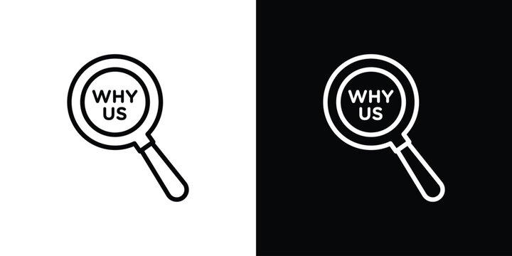 Why us icon in thin stroke and flat style.