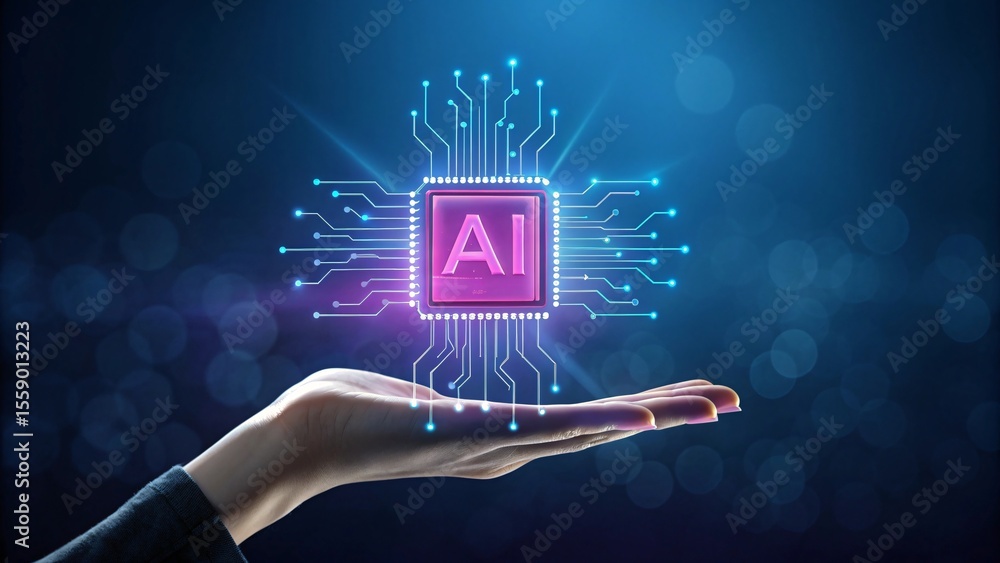 Poster artificial intelligence concept futuristic neural network ai chip empowering innovation and technolo