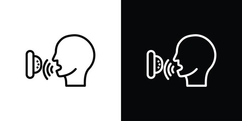 Voice control icon in thin stroke and flat style.