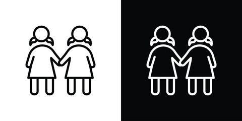 Twin icon in thin stroke and flat style.