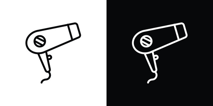 Blow dryer icon in thin stroke and flat style.