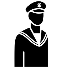 Black and White Sailor Illustration, Vector Icon