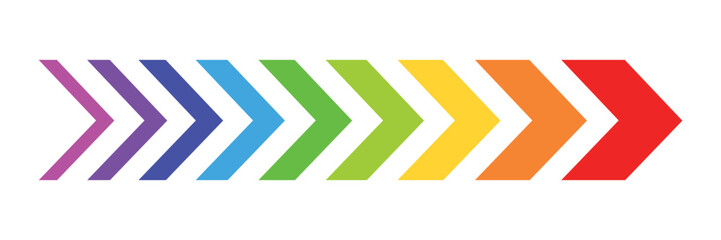 Colorful dynamic moving arrow symbol isolated on transparent background