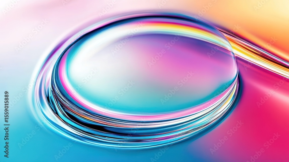 Poster abstract orb of shimmering pastel hues: a mesmerizing display of light and color