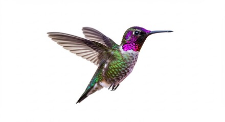 Obraz premium 鮮やか羽根輝くハチドリ 優雅に空中舞う 自然光鮮明. AI Generated