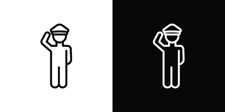 Salute icon in thin stroke and flat style.