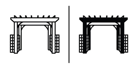 Arbor Structure: a contrasting visual representation of a classical wooden arbor. captured with bold lines. The image is well-suited for architectural concepts, landscape design.