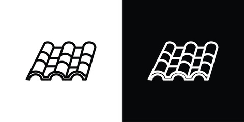 Roof tile icon in thin stroke and flat style.