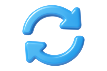 3D Sync Arrows Icon Isolated on a Transparent Background