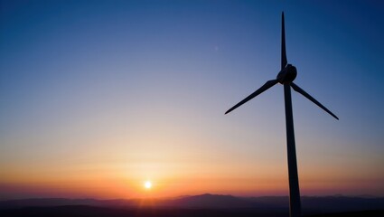 Wind Turbine Silhouette at Sunset Inspiring Clean Energy Future