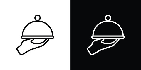 Restaurant Tray icon in thin stroke and flat style.