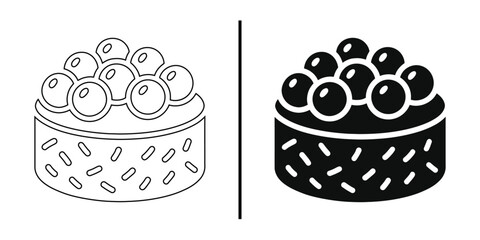 Sushi Delights: A culinary depiction of sushi, presented in both outline and filled formats, highlighting the delicious essence of Japanese cuisine.