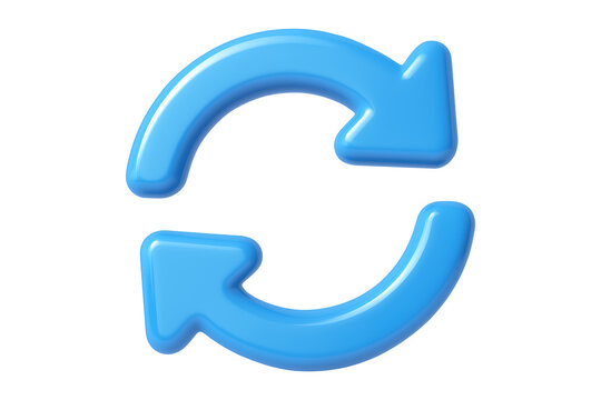 3D Sync Arrows Icon Isolated on a Transparent Background