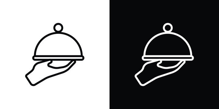 Restaurant Tray icon in thin stroke and flat style.