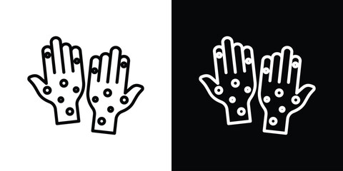 Obraz premium Rash hand icon in thin stroke and flat style.