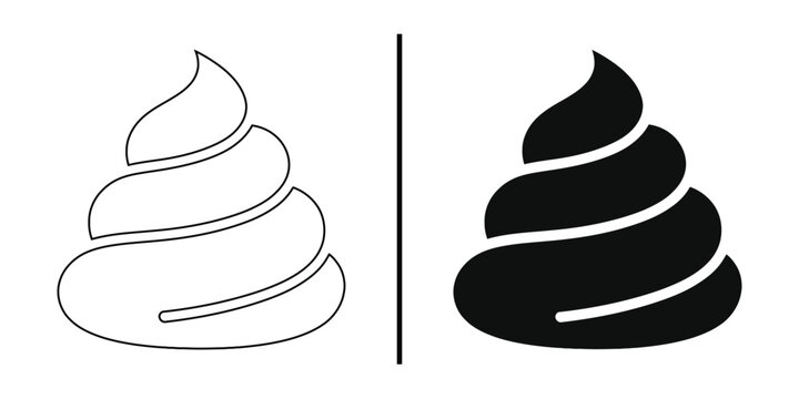 Poop Silhouette: a minimalistic yet bold illustration of stylized excrement silhouettes, one in stark black and the other outlined