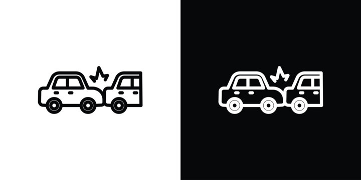 Rear end collision icon in thin stroke and flat style. - Powered by Adobe