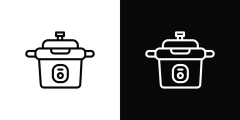 pressure cooker icon in thin stroke and flat style.