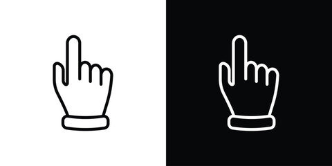 Pointing hand icon in thin stroke and flat style.