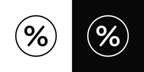 Percent icon in thin stroke and flat style.