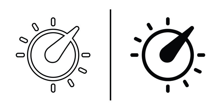 Control Icon Illustration: A minimalist black and white illustration of a control knob with varying levels, perfect for representing adjustment, settings, or volume. 