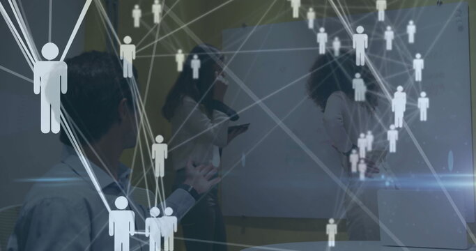 Collaborating in office, people networking and processing data in image - Powered by Adobe