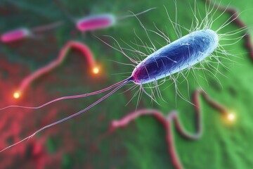 Obraz premium close-up of bacteria and microorganisms in microscopic world