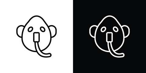 Oxygen mask icon in thin stroke and flat style.