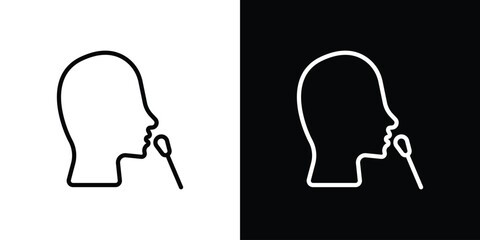 Nasal swab icon in thin stroke and flat style.