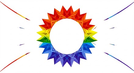 虹色幾何学模様 鮮やか光彩 円形デザイン. AI Generated