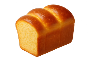 Delicious golden brioche bread loaf isolated on transparent background, no shadow