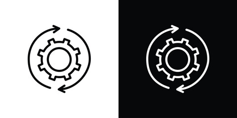 Implementation icon in thin stroke and flat style.