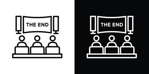 Home cinema icon in thin stroke and flat style.