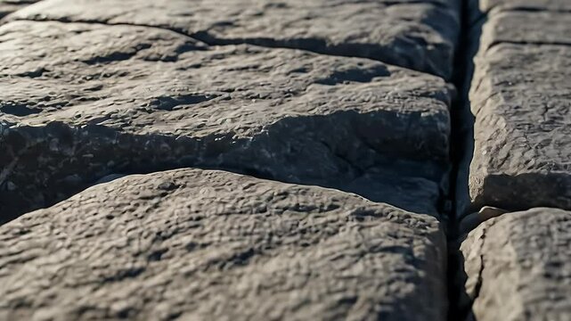 Close-up view of textured grey stone slabs