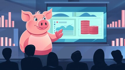 Playful Pig Presenting Financial Data