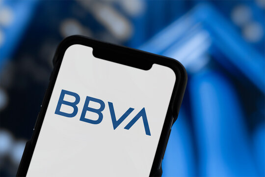 Guilherand-Granges, France - June 30, 2025. BBVA is a leading Spanish multinational bank offering retail, wholesale, and digital banking services across Europe, Americas, and Turkey.