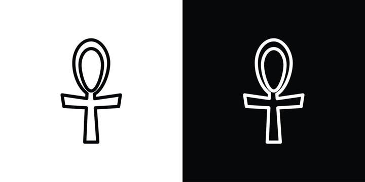 Ankh icon in thin stroke and flat style.