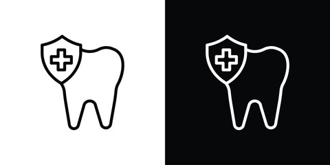 Dental insurance icon in thin stroke and flat style.