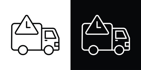 Delivery delay icon in thin stroke and flat style.