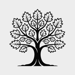 Obraz premium Stylized Black and White Tree of Life Illustration