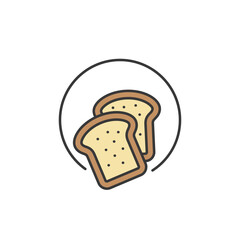 Simple icon of two toast slices, ideal for breakfast café branding, highlighting fresh bakery items, brunch menus, and morning combos, optimized for café food trends