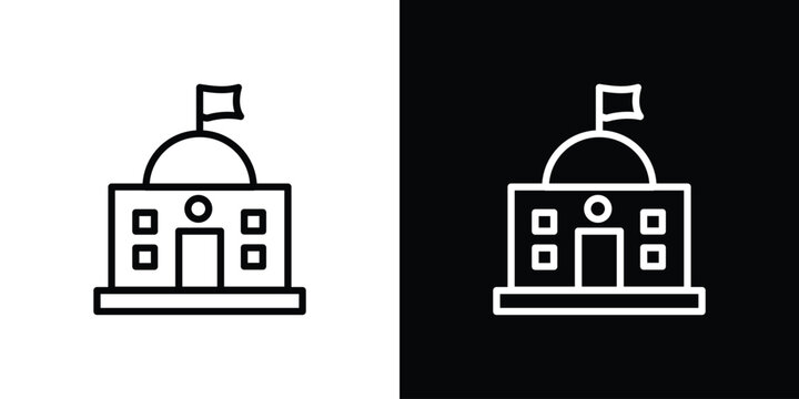 City hall icon in thin stroke and flat style.
