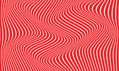 abstract white vertical line wave pattern on red suitable for background.