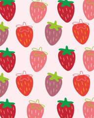 Hand-Drawn Multicolor Strawberries Cute Doodle Vector Illustration