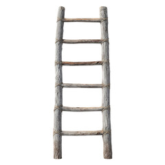 Rustic wooden ladder made of natural wood, used in farming and outdoor activities, symbolizing progress and reaching new heights in a rural setting