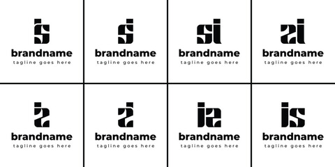 Letters IS SI IZ ZI Monogram Logo, suitable for any business with IS SI IZ ZI initials