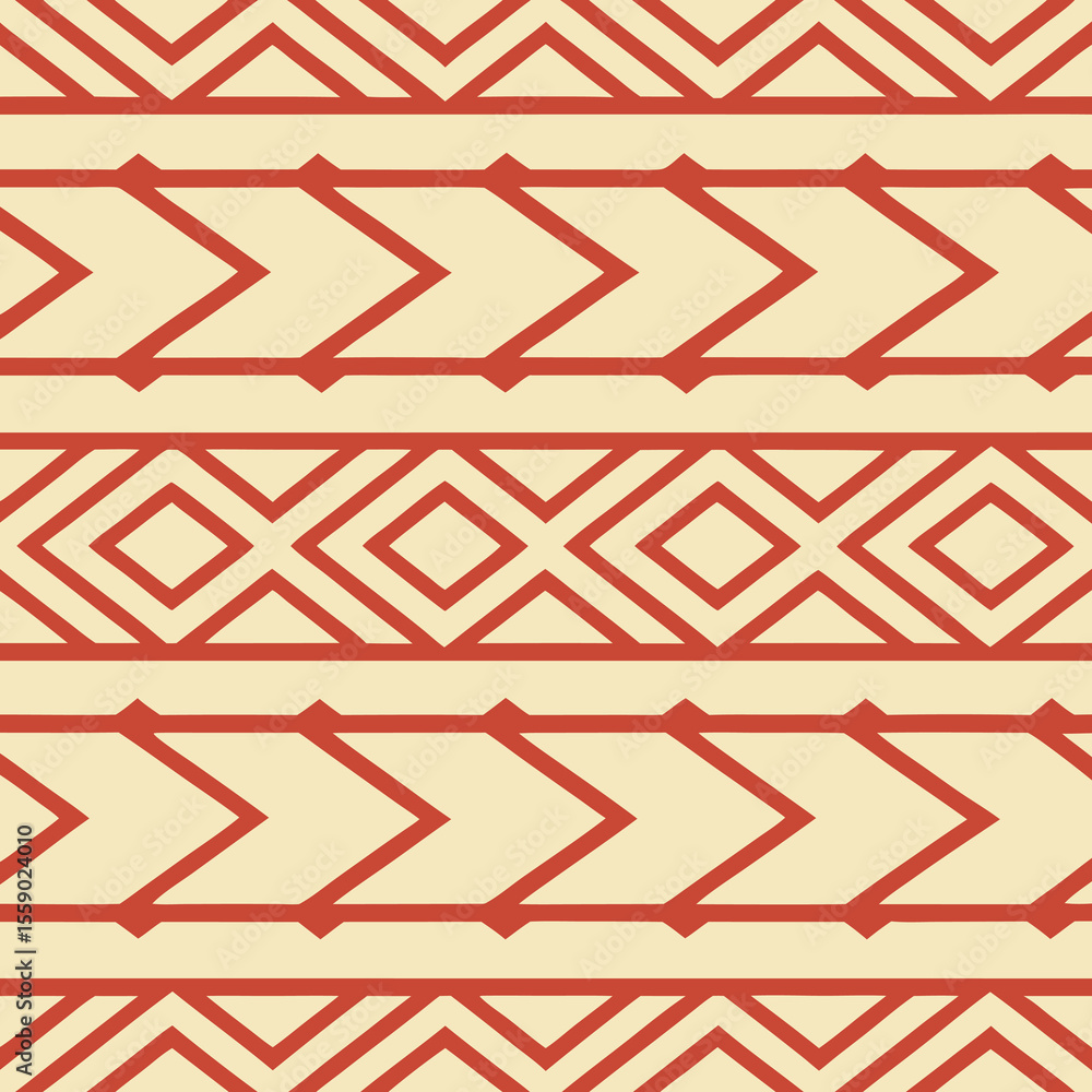 Poster abstract geometric pattern seamlessly repeating on a cream background for decorative uses