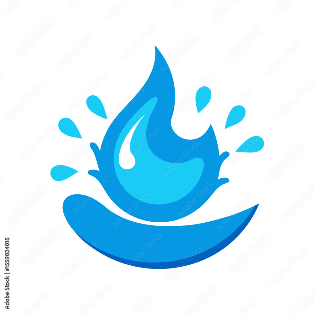 Poster dynamic water drop impact splash vector clipart on transparent background for web and graphic design