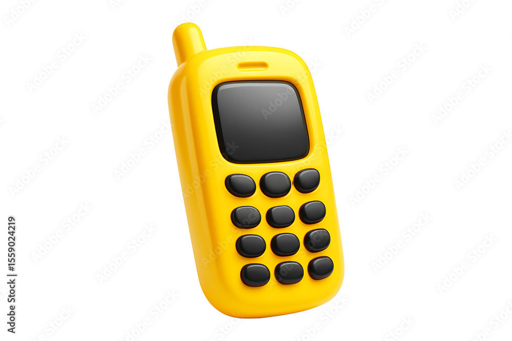 Poster retro style 3d cell phone isolated on a transparent background